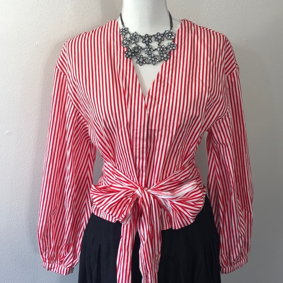 H&M red and white striped blouse - 8 - Picture 2 of 5
